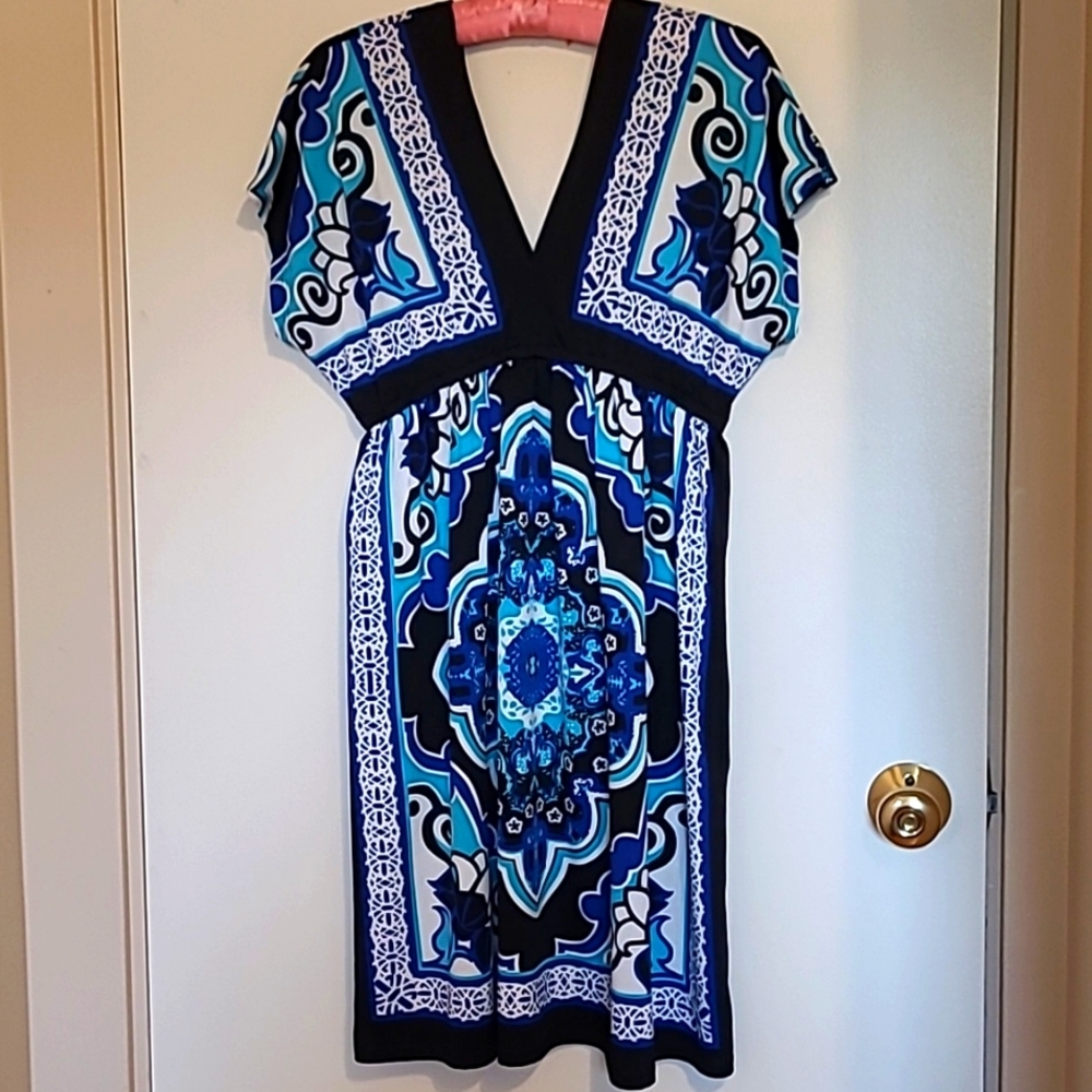 Bailey Blue Colorful Blue Paisley Bandana Dress